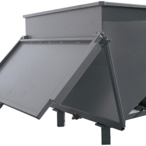 Grey sloped-bottom skip with front door