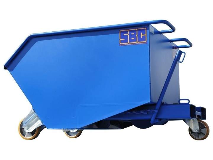 Bac à copeaux bleu 400 litres sur roues