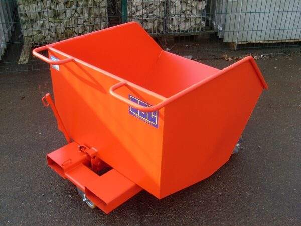 Low-height orange tipper on wheels