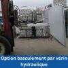 Grey wine bucket with hydraulic tipping cylinder