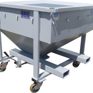 Grey hopper bucket on wheels